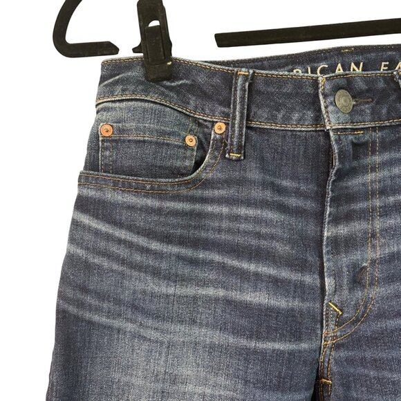 American Eagle Men's Dark Wash Slim Stretch Airflex + Temp Tech Jeans Size 29x30 - Picture 4 of 13